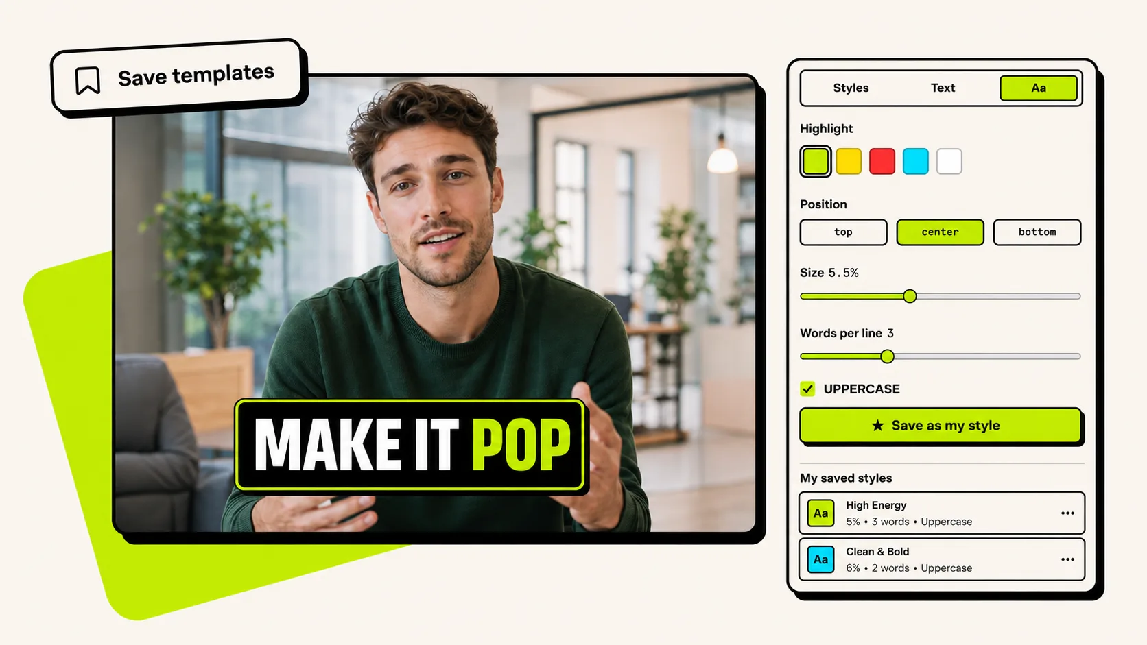Saving a caption style as a template in CentClip