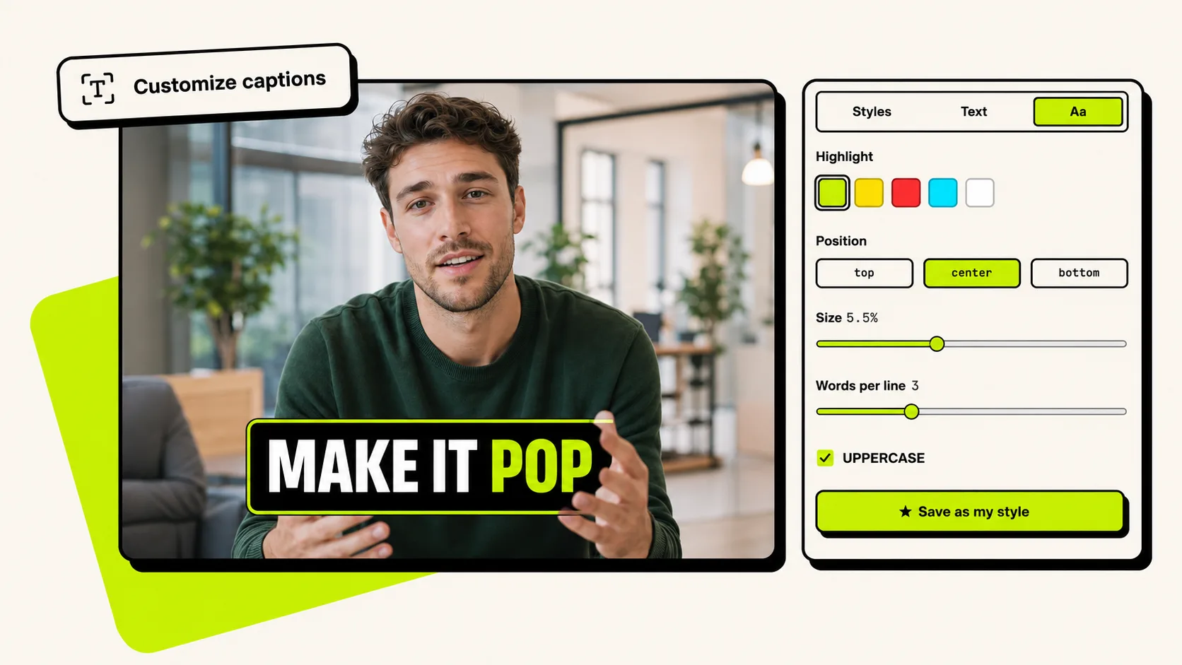 Customizing a caption style in CentClip